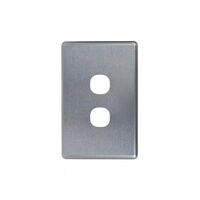 Puma -u00a0Switch Horizontal 2 Gang, 10AX/16A 250V~  Brushed Aluminium Cover x10 - PUSWPV2GCBA