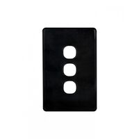 Puma - Switch Plate Vertical 3 Gang (Less Mech)  Black x10 - PUSWPV3GBK