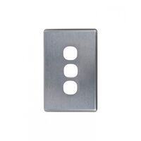 Puma - Switch Horizontal 3 Gang, 10AX/16A 250V~  Brushed Aluminium Cover x10 - PUSWPV3GCBA