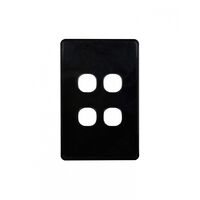 Puma - Switch Plate Vertical 4 Gang (Less Mech)  Black x10 - PUSWPV4GBK