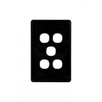 Puma - Switch Plate Vertical 5 Gang (Less Mech)  Black x10 - PUSWPV5GBK