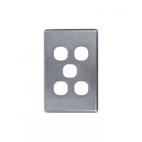 Puma.-u00a0Switch Vertical 5 Gang, 10AX/16A 250V~  Brushed Aluminium Cover x5 - PUSWPV5GCBA