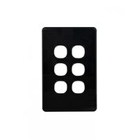 Puma - Switch Plate Vertical 6 Gang (Less Mech)  Black x10 - PUSWPV6GBK