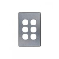 Puma - Switch Vertical 6 Gang, 10AX/16A 250V~  Brushed Aluminium Cover x5 - PUSWPV6GCBA