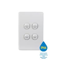 Puma -u00a0Switch Vertical 4 Gang 10AX 250V~ IP66 Labelled FAN LIGHT HEAT HEAT  x10 - PUSWV4G66FLHH