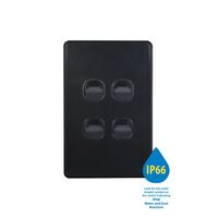 Puma -u00a0Switch Vertical 4 Gang 10AX 250V~ IP66  White x10 - PUSWV4G66