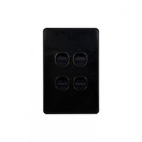 Puma -u00a0Switch Vertical 4 Gang, 10AX/16A 250V~  Black x10 - PUSWV4GBK