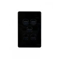 Puma.-u00a0Switch Vertical 5 Gang, 10AX/16A 250V~  Black x5 - PUSWV5GBK