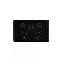 Power Point, Fully Integrated Dual USB Charger (Includes Leopard & Cheetah Covers)  Black x1 - CHLEPP2USB2GBK
