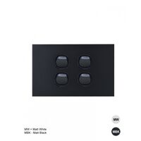 Clouded Leopard - Switch Horizontal 4u00a0Gang 16AX/20A 250V~  Matt Black  x10 - CLSW4GMBK