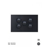 Clouded Leopard - Switch Horizontal 5u00a0Gang 16AX/20A 250V~  Matt White x5 - CLSW5GMW