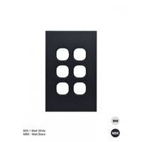 Clouded Leopard -u00a0Switch Plate Vertical 6u00a0Gang (Less Mech)  Matt White x10 - CLSWPV6GMW