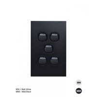 Clouded Leopard -u00a0Switch Vertical 5 Gang 16AX/20A 250V  Matt White x5 - CLSWV5GMW