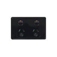 Cougar -u00a0Power Point Switched 2 Gang 15A 250V~  Black x10 - COPP152GBK