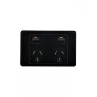 Cougar - Power Point Switched 2 Gang, 10A 250V~  Black x10 - COPP2GBK