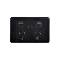 Cougar -u00a0Power Point 2 Gang 10A 250V USB Charger Dual Fully Integrated Type A and C 3.4A 5V  Black x1 - COPP2USB2GACBK