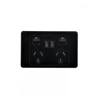 Cougar - Power Point, USB Charger, Dual Fully Integrated  Black x1 - COPP2USB2GBK