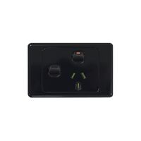 Cougar -u00a0Power Point Switched 1 Gang 10A 250V With Extra Switch 16A  Black x5 - COPPSW1GBK