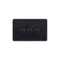Cougar - Switch Horizontal 3 Gang 10AX/16A 250V~  Black x10 - COSW3GBK