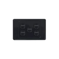Cougar - Switch Horizontal 5 Gang 10AX/16A 250V~  Black x5 - COSW5GBK