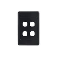 Cougar - Switch Plate Vertical 4 Gang (Less Mech)  Black x10 - COSWPV4GBK