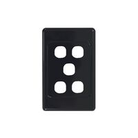 Cougar - Switch Plate Vertical 5 Gang (Less Mech)  Black x10 - COSWPV5GBK