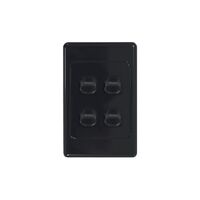 Cougar - Switch Vertical 4 Gang 10AX/16A 250V~  Black x10 - COSWV4GBK