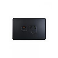 Flat Cat - Power Point Switched 1 Gang Slim 15A 250V  Matt Black x10 - FLPP151GMBK