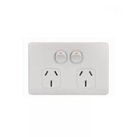 Flat Cat - Power Point Switched 2 Gang 15A 250V~  Matt White x1 - FLPP152GMW