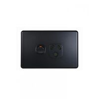 Flat Cat - Power Point Switched 1 Gang Slim 10A 250V with Round Earth  Matt Black x10 - FLPP1GLMBK