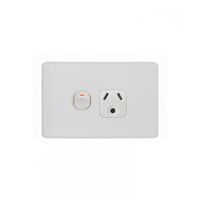Flat Cat - Power Point Switched 1 Gang Slim 10A 250V with Round Earth  Matt White x10 - FLPP1GLMW