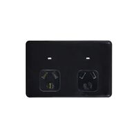 Flat Cat -u00a0Power Point Auto Switched 2 Gang 10A 250V~  Black x5 - FLPP2GAUBK