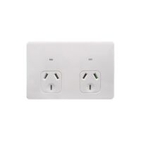 Flat Cat -u00a0Power Point Auto Switched 2 Gang 10A 250V~  Matt White x5 - FLPP2GAUMW