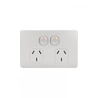 Flat Cat - Power Point Switched 2 Gang 10A 250V~  Matt White x10 - FLPP2GMW