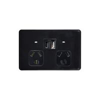 Flat Cat - Power Point Fully Integrated Dual USB Charger (Type A & C) Auto Switched  Black  x1 - FLPP2USBAUBK