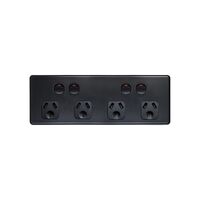Flat Cat -u00a0Power Point Switched 4 Gang 10A 250V Flush Mount with Custom Mounting Bracket  Matt Black x20 - FLPP4GMBK