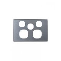 Flat Cat -u00a0Power Point Switched 2 Gang 10A 250V~ With Removable Extra Switch 16AX/20A  Brushed Aluminium Cover x5 - FLPPSW2GCBA