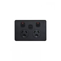 Flat Cat -u00a0Power Point Switched 2 Gang 10A 250V~ With Removable Extra Switch 16AX/20A  Matt Black x5 - FLPPSW2GMBK