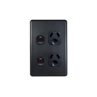 Flat Cat -u00a0Power Point Switched Vertical 2 Gang 10A 250V  White x5 - FLPPV2G