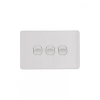 Flat Cat -u00a0Switch Horizontal 3 Gangu00a010AX/16A 250V~  Matt White x10 - FLSW3GMW