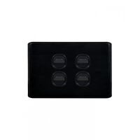 Flat Cat -u00a0Switch Horizontal 4 Gangu00a010AX/16A 250V~  Black x10 - FLSW4GBK