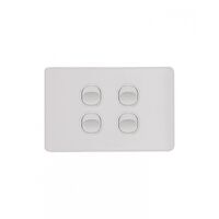 Flat Cat -u00a0Switch Horizontal 4 Gangu00a010AX/16A 250V~  Matt White x10 - FLSW4GMW