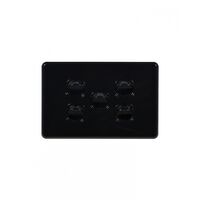 Flat Cat - Switch Horizontal 5 Gang 10AX/16A 250V~  Black x5 - FLSW5GBK