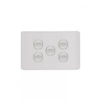 Flat Cat - Switch Horizontal 5 Gang 10AX/16A 250V~  Matt White x5 - FLSW5GMW