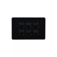 Flat Cat - Switch Horizontal 6 Gang 10AX/16A 250V~  Black x5 - FLSW6GBK