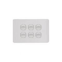 Flat Cat - Switch Horizontal 6 Gang 10AX/16A 250V~  Matt White x5 - FLSW6GMW