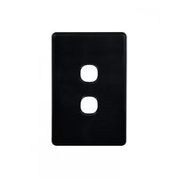Flat Cat - Switch Plate Vertical 2 Gang (Less Mech)  Black x10 - FLSWPV2GBK