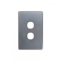 Flat Cat - Switch Vertical 2 Gang 10AX/16A 250V~  Brushed Aluminium Cover x10 - FLSWPV2GCBA
