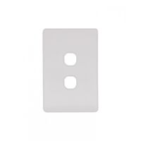 Flat Cat - Switch Plate Vertical 2 Gang (Less Mech)  Matt White x10 - FLSWPV2GMW