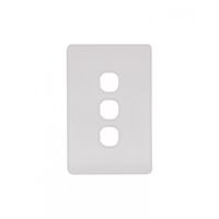 Flat Cat - Switch Plate Vertical 3 Gang (Less Mech)  Matt White x10 - FLSWPV3GMW